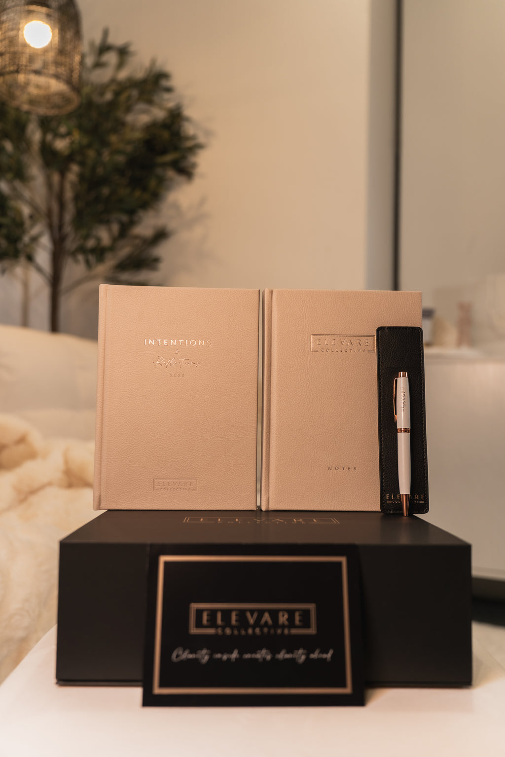Elevare Collective 4 Piece Gift Box Sandstone — full gift set contents